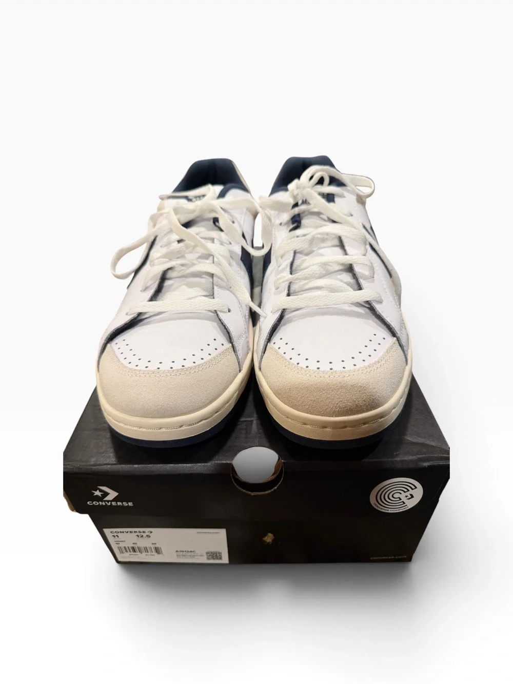 NEW Converse Pro Blaze Classic Ox Leather White Navy Shoes Mens Sz 11